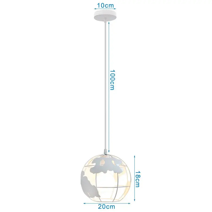 White globe-shaped wrought cage pendant light with cloud and grid cut-out patterns for decorbites industrial vintage decor