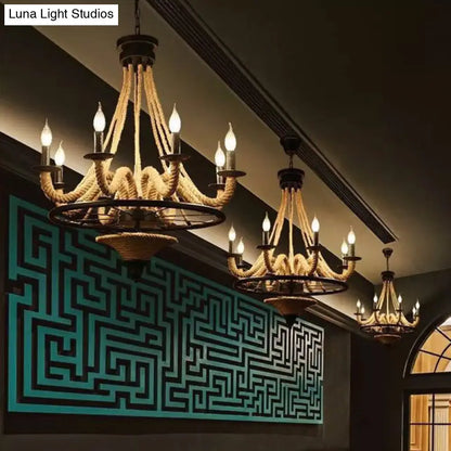 Industrial Wagon Wheel Chandelier with Adjustable Chain for Restaurant Ceiling