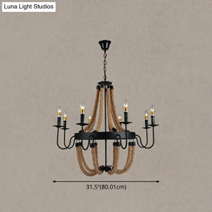 Industrial Wagon Wheel Chandelier with Adjustable Chain for Restaurant Ceiling