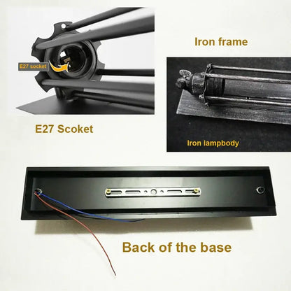 Black iron frame industrial wall lamp with e27 socket and sleek rectangular base for decorbites industrial wall decor