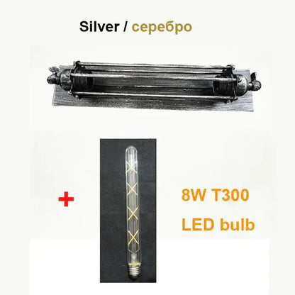 Silver industrial wall lamp with vintage design and 8w t300 led bulb for decorbites industrial wall bedroom decor