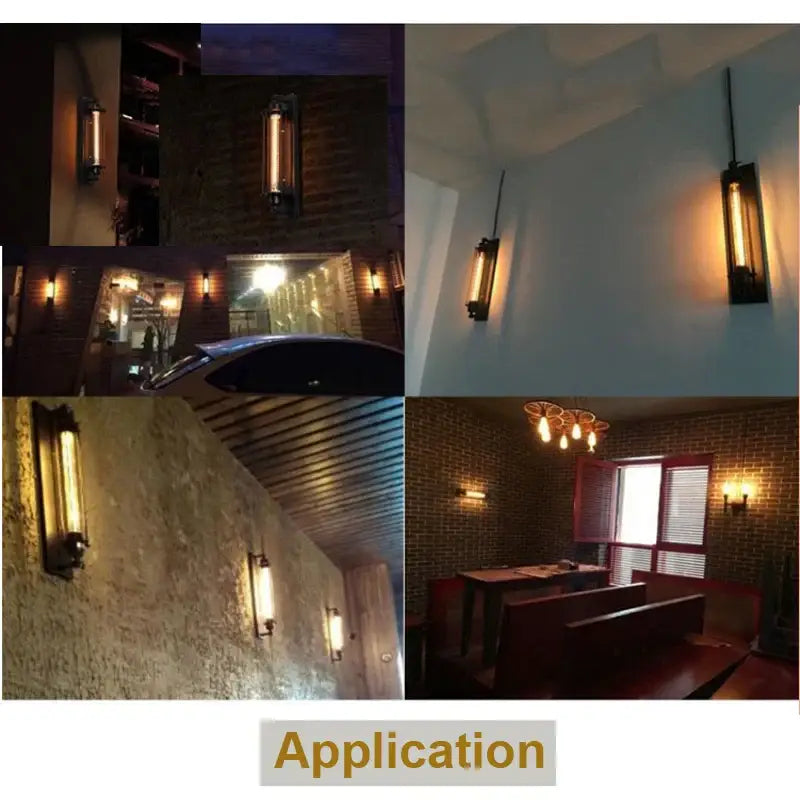 Industrial wall lamp black metal frame with exposed filament bulb decorbites industrial wall lamp for bedroom decor