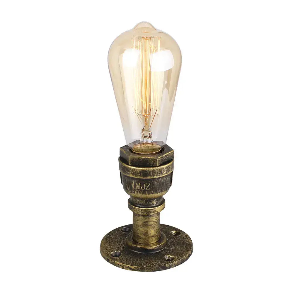 Industrial water pipe wall sconce with brass-finished fittings and vintage amber glass bulb for decorbites industrial water decor