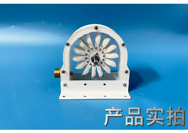White industrial hydroelectric generator pump with metallic shaft and brass fittings diy adapter by decorbites