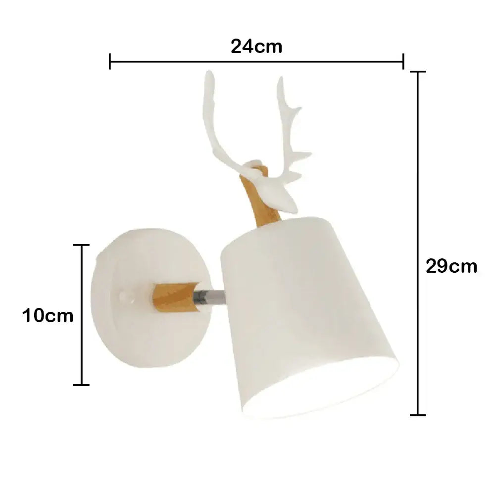 Industrial white and brass wall sconce with white ceramic and wooden antler accent for bedroom decorbites industrial led lighting