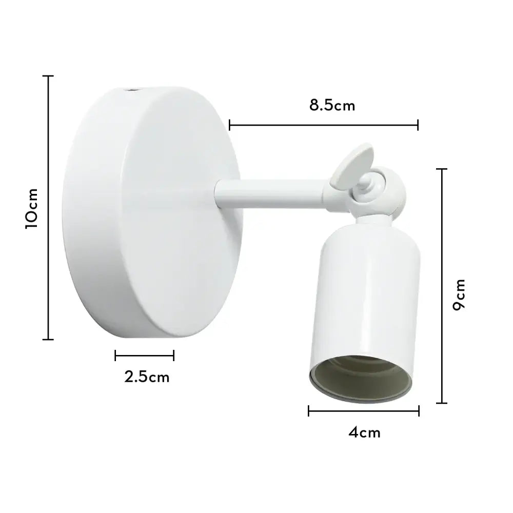 White adjustable wall sconce with cylindrical lamp head and circular base for decorbites industrial led bedroom lighting