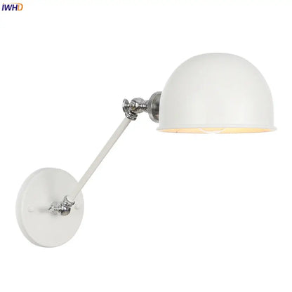 White dome-shaped wall sconce with chrome adjustable swing arm and mounting plate for decorbites adjustable swing arm decor