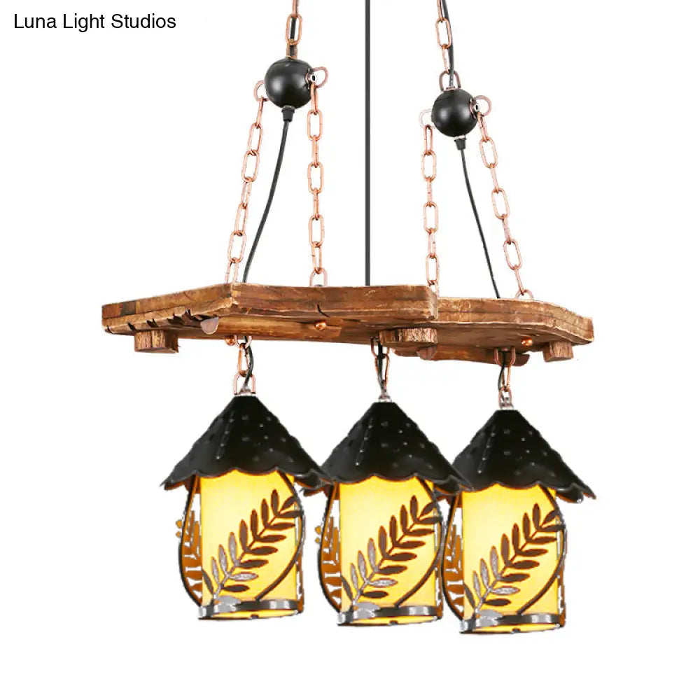 DecorBites™ Industrial White/Clear Wood Hanging Pendant Light - 2/3 Lights Lantern Island Lighting for Restaurant