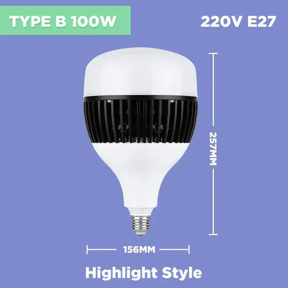Industrial white e27 led bulb with ribbed heat sink design in white and black for high power garage led light