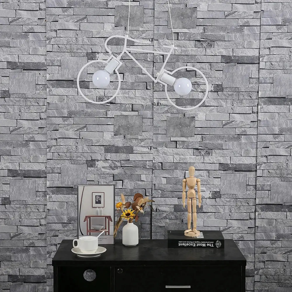 White iron bicycle pendant light with two exposed bulbs for living room decorbites iron bicycle pendant lighting