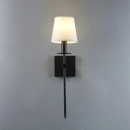 Black wrought iron wall lamp with cream fabric shade decorbites industrial white wall lamp for bathroom decor