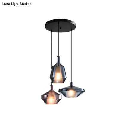 Industrial Wine Bottle Cluster Pendant Light - 3 Lights, Thickened Glass, Black