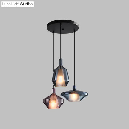 Industrial Wine Bottle Cluster Pendant Light - 3 Lights, Thickened Glass, Black