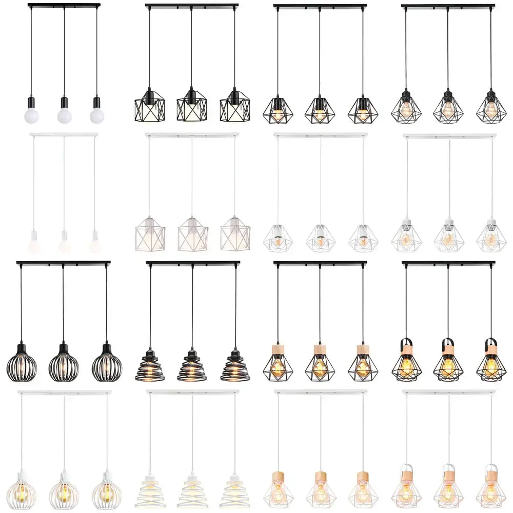 Black and white geometric pendant light with exposed bulbs industrial wood pendant for dining room decorbites industrial wood