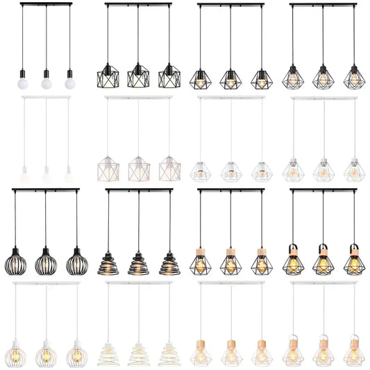 Black and white geometric pendant light with exposed bulbs industrial wood pendant for dining room decorbites industrial wood