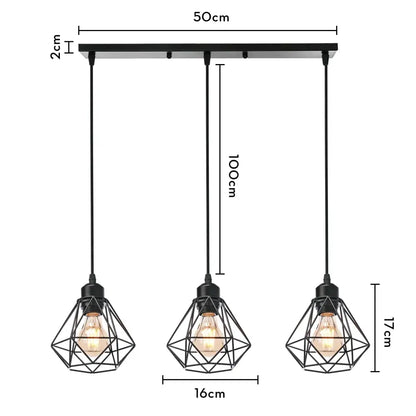 Black metal geometric industrial wood pendant light with three exposed bulbs for dining room decorbites industrial wood pendant