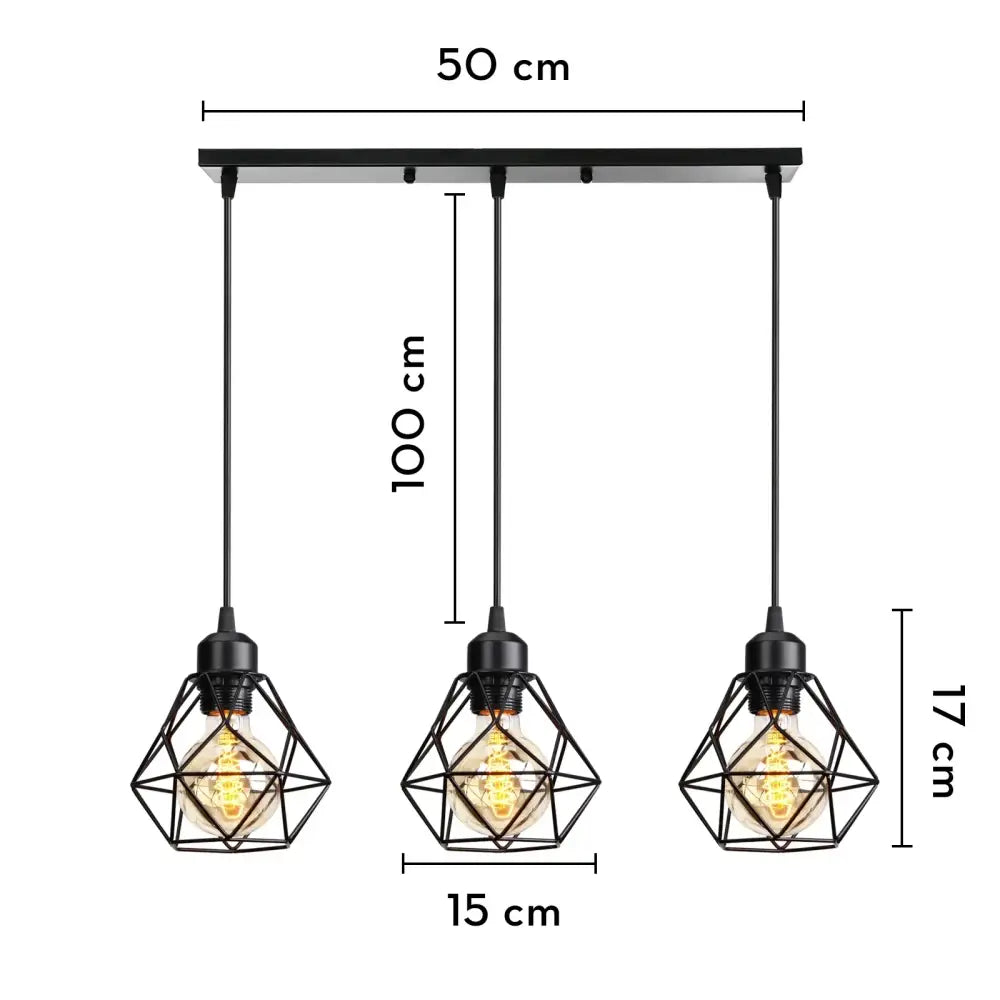 Black metal geometric industrial wood pendant light with three exposed filament bulbs for dining room decorbites industrial wood pendant