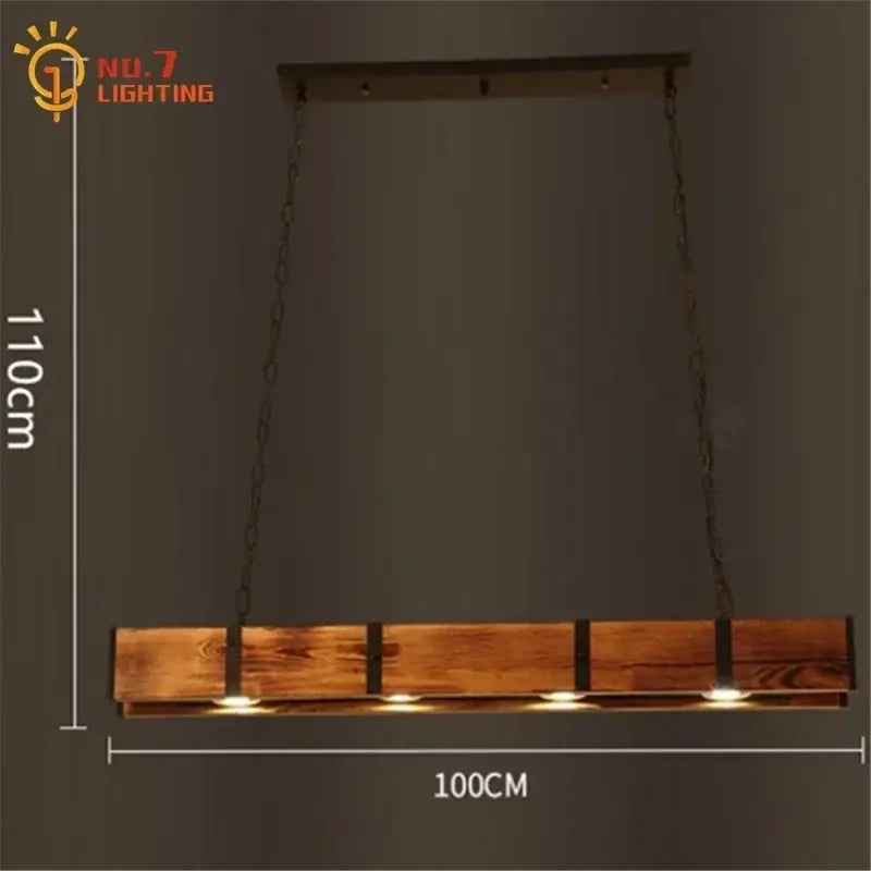Rustic wooden rectangular pendant lights with black metal accents and chain suspension for dining room decorbites industrial wood pendant