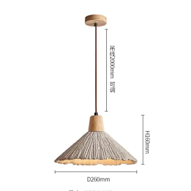 Rustic industrial woven concrete pendant light with natural-toned shade and wooden accents for kitchen decorbites concrete pendant