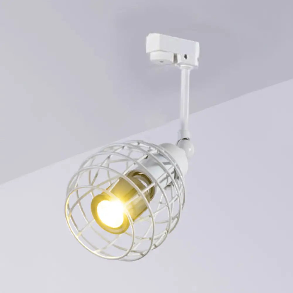 DecorBites™ DecorBites™ Industrial Wrought Iron Semi Flush Mount Ceiling Light with Wire Guard - Black/White