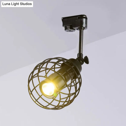 DecorBites™ DecorBites™ Industrial Wrought Iron Semi Flush Mount Ceiling Light with Wire Guard - Black/White