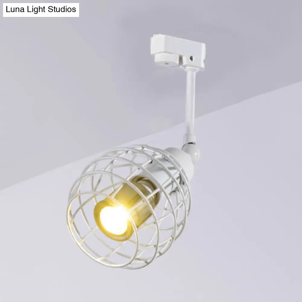 DecorBites™ DecorBites™ Industrial Wrought Iron Semi Flush Mount Ceiling Light with Wire Guard - Black/White