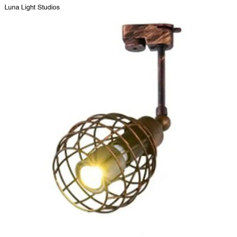 DecorBites™ DecorBites™ Industrial Wrought Iron Semi Flush Mount Ceiling Light with Wire Guard - Black/White