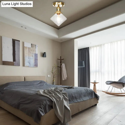 DecorBites™ DecorBites™ Industrially Styled Gem Shade Semi Flush Light for Living Rooms with Prismatic Glass and Clear/Amber Lamping