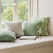 Soft mint green ins wind matcha faux fur throw pillow with textured wave pattern for living room decorbites ins wind