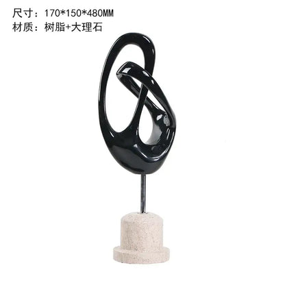 Black glossy resin metal horse decoration with a marble base for living room sculpture display