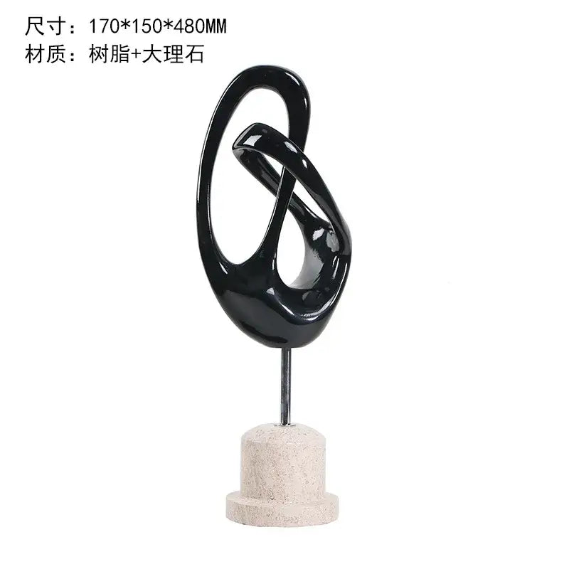Black glossy resin metal horse decoration with a marble base for living room sculpture display