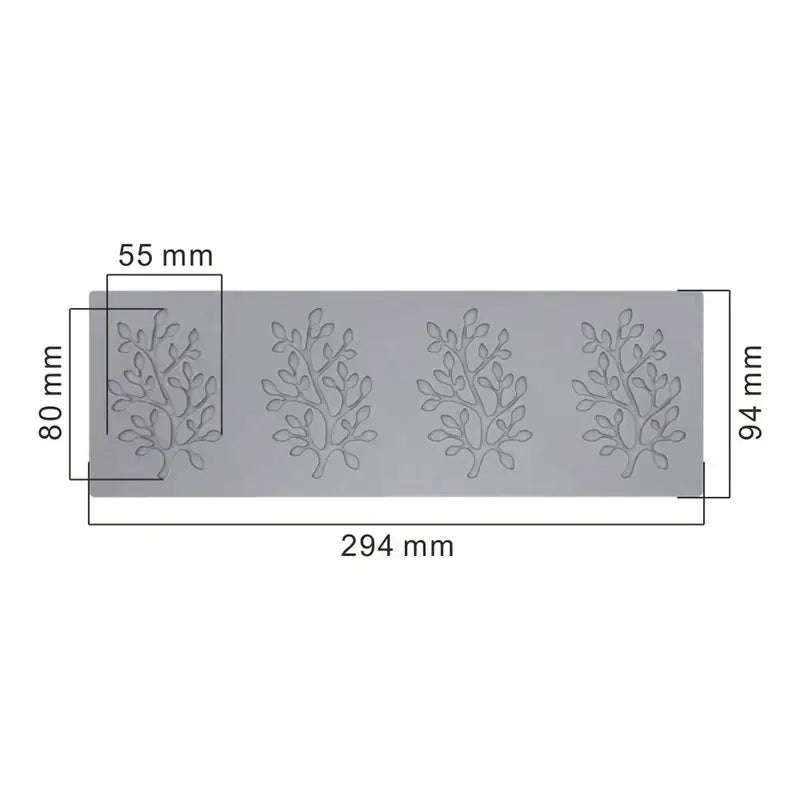 Gray silicone baking mat with four embossed tree designs for decorbites coral branch leaf silicone mold use