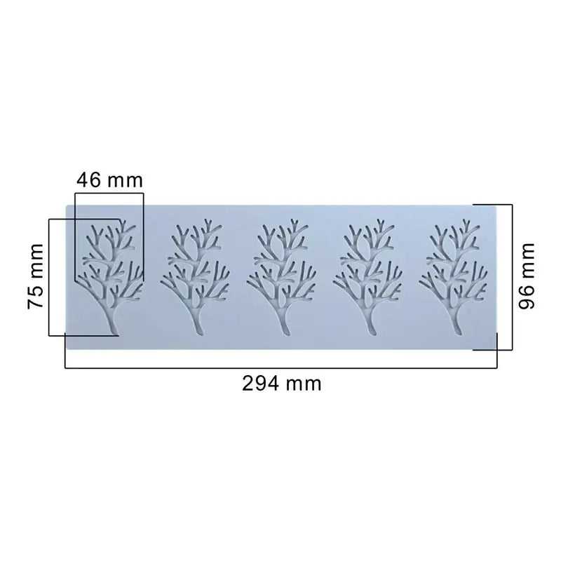 Light blue silicone mold with five coral branch leaf cavities for intricate decorbites coral branch kitchen use