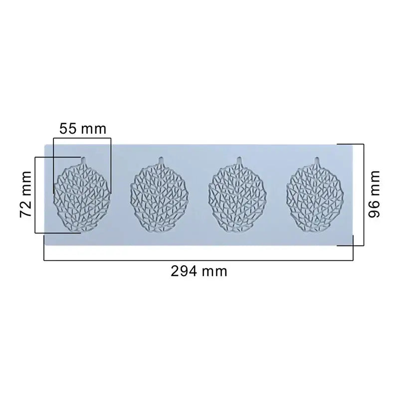 Light blue silicone mold with four detailed durian cavities from decorbites coral branch leaf kitchen tool