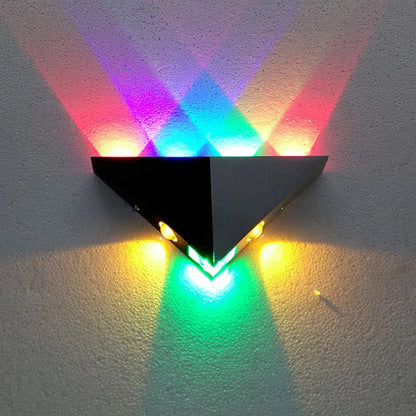 DecorBites™ Introducing our Metal Minimalism Pyramid Wall Lamp Kit - RGB LED Wall Mounted Light in Sleek Black & Silver