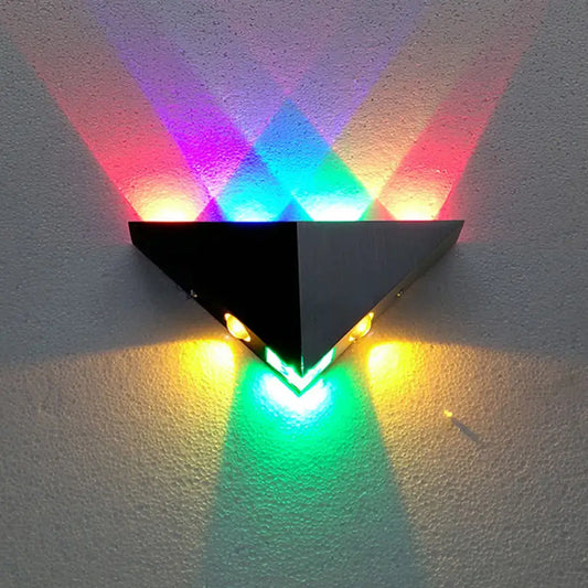 DecorBites™ Introducing our Metal Minimalism Pyramid Wall Lamp Kit - RGB LED Wall Mounted Light in Sleek Black & Silver