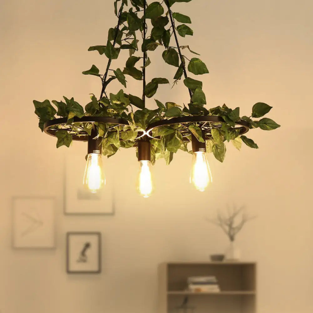 IrÃ¨ne - 6-Head 3/6 Heads Plant Ceiling Chandelier with Bare Bulb Metal Industrial Restaurant LED Pendant Light in Green