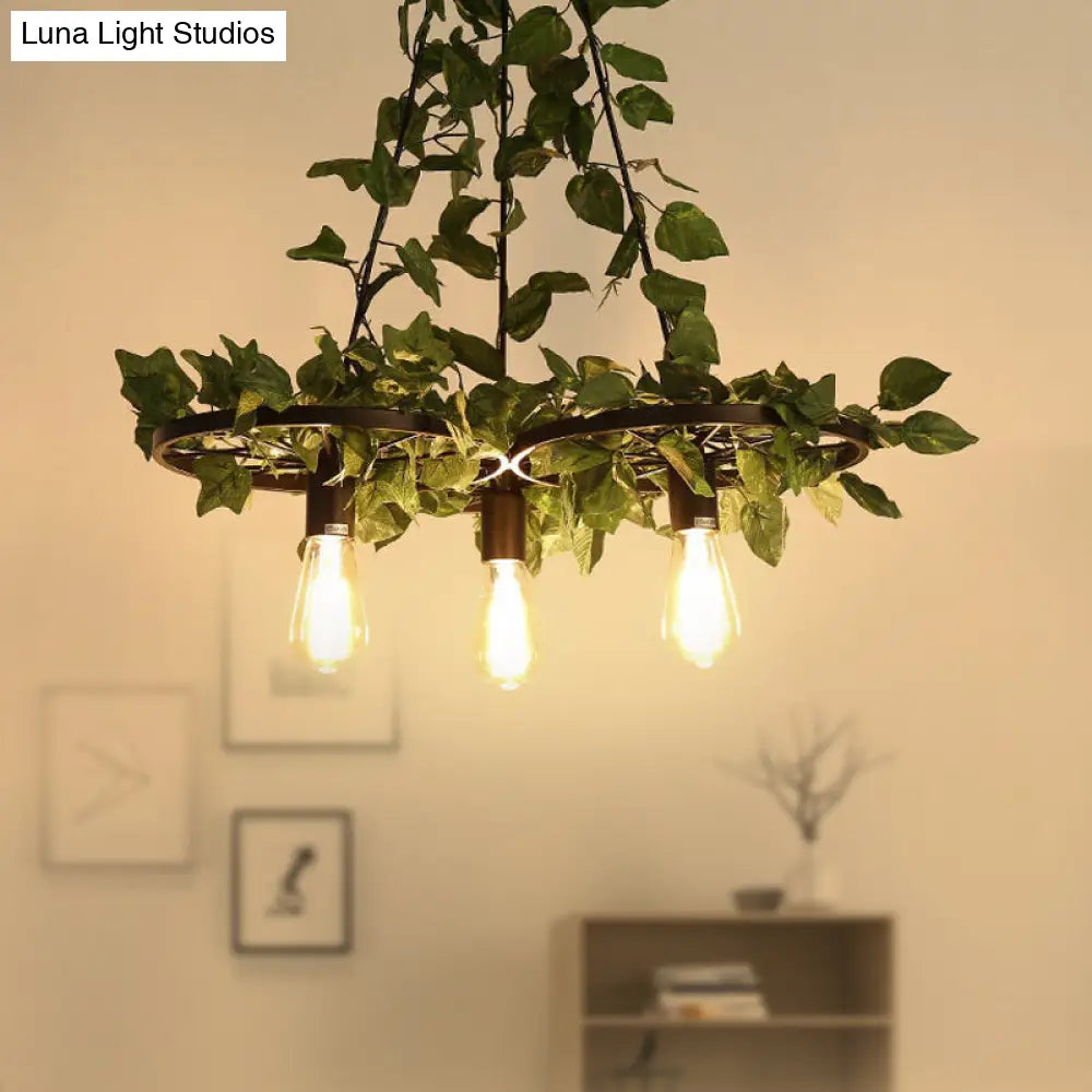 IrÃ¨ne - 6-Head 3/6 Heads Plant Ceiling Chandelier with Bare Bulb Metal Industrial Restaurant LED Pendant Light in Green