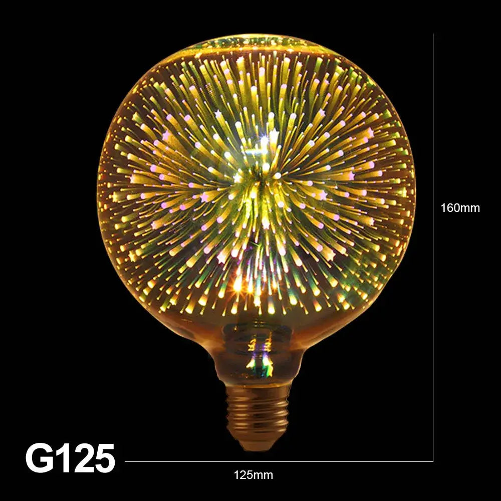 Iridescent g125 filament fireworks decor bulb with golden glass and intricate fiber optic design for ambient light
