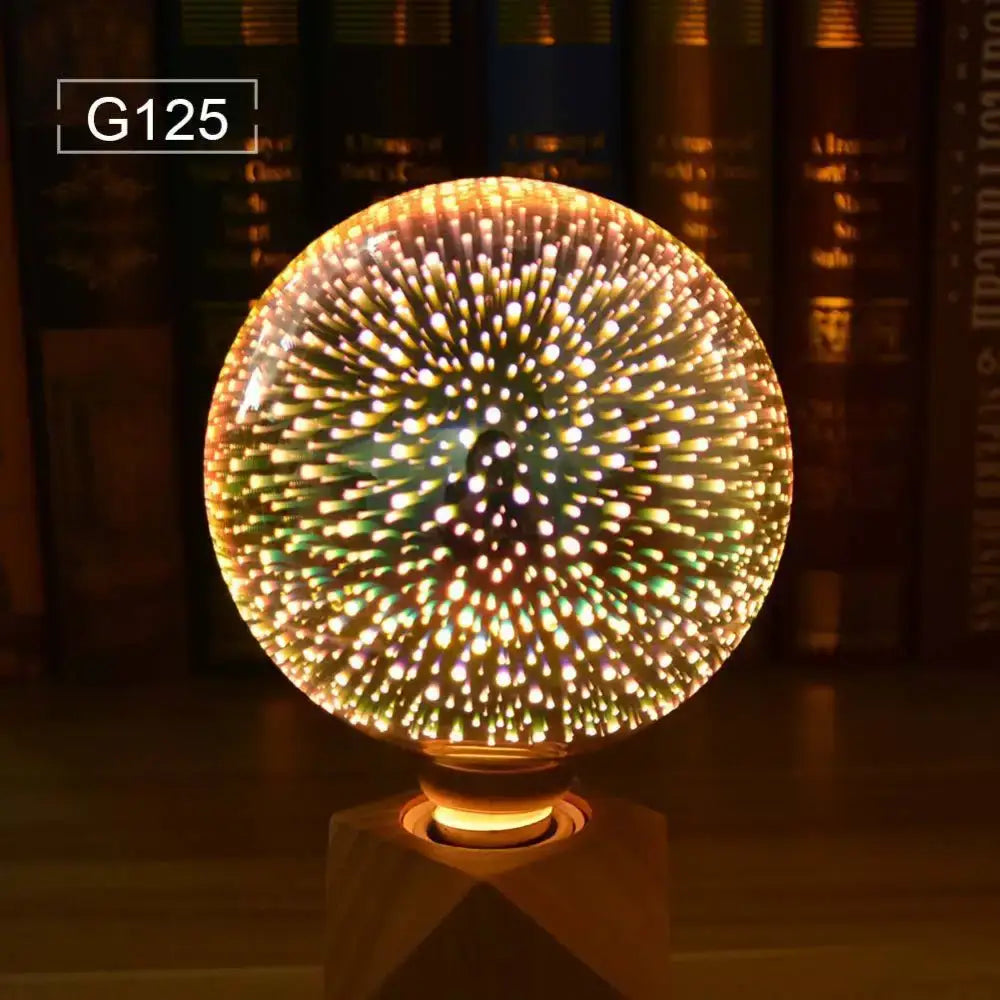 A spherical glass fireworks led bulb with glowing warm yellow and green lights for bedroom decorbites 3d fireworks decor