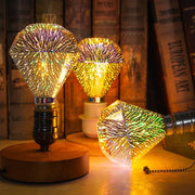 Iridescent geometric 3d fireworks led bulb with warm glow and intricate filament patterns for bedroom star night light decorbites