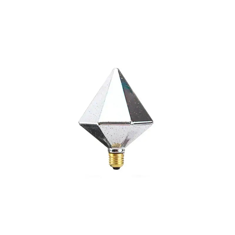 A faceted clear glass diamond shaped fireworks led bulb with gold base for decorbites 3d fireworks bedroom star night light