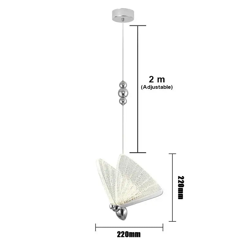 Iridescent gold decorbites butterfly pendant light with chrome frame and translucent wings for bedroom and living room decor