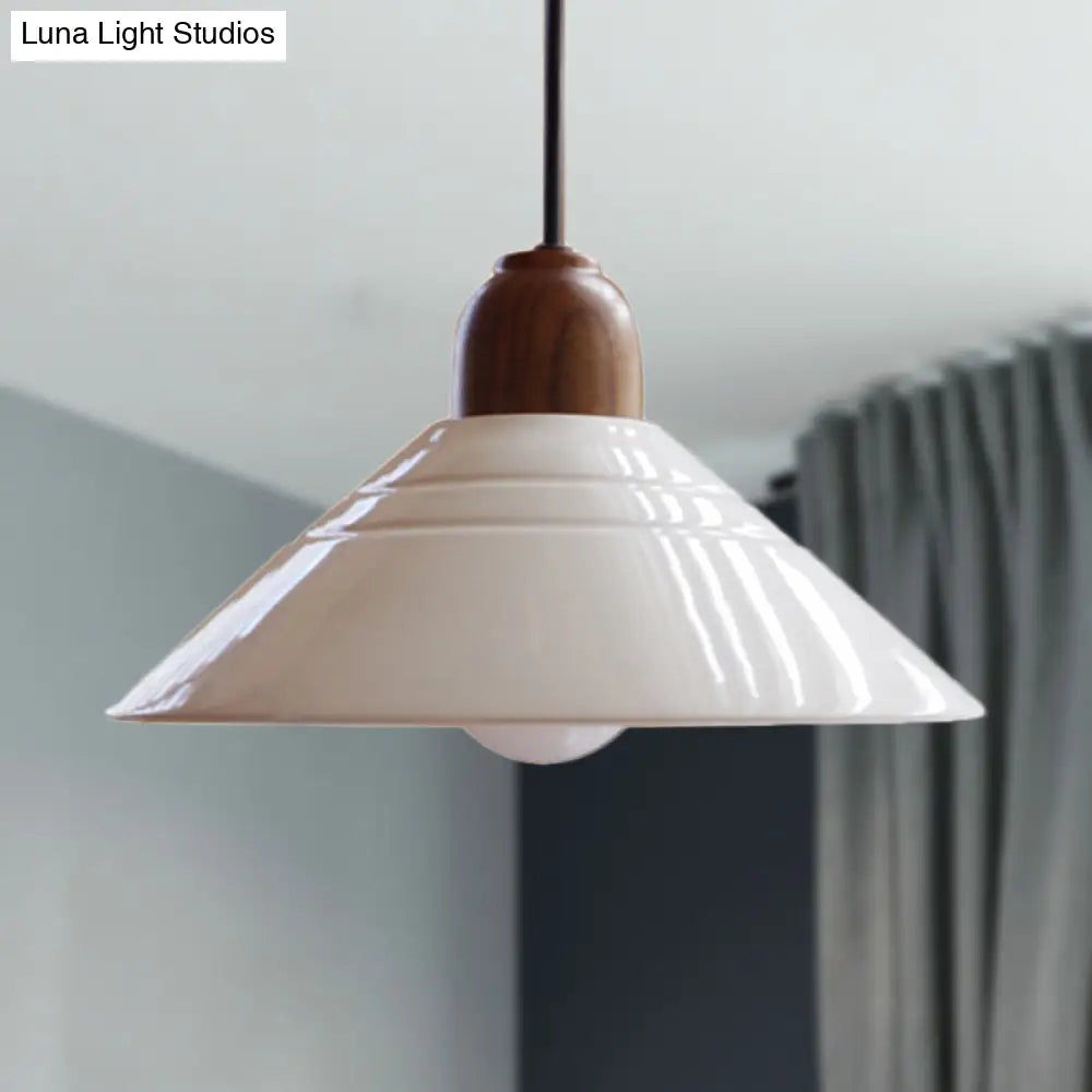 Iris - White White Conic Pendant Lamp Modern Style Ceramic 1 Light Hanging Light Fixture for Dining Room