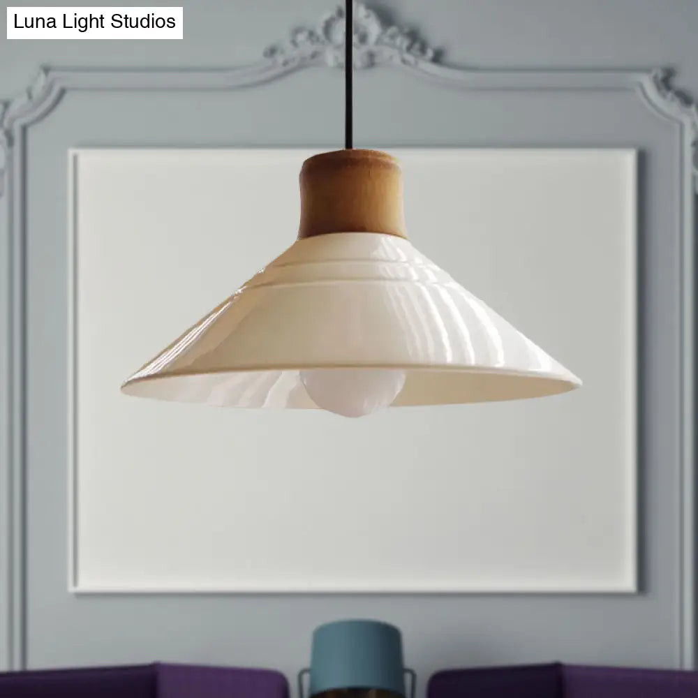 Iris - White White Conic Pendant Lamp Modern Style Ceramic 1 Light Hanging Light Fixture for Dining Room