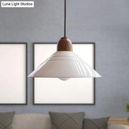 Iris - White White Conic Pendant Lamp Modern Style Ceramic 1 Light Hanging Light Fixture for Dining Room