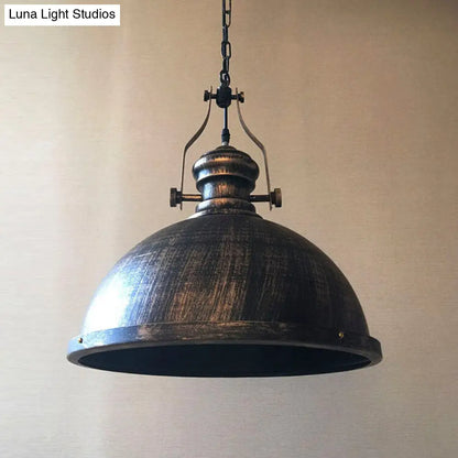 Iron Antique Bronze Farmhouse Style Pendant Light with Domed Design - Ideal for Restaurants