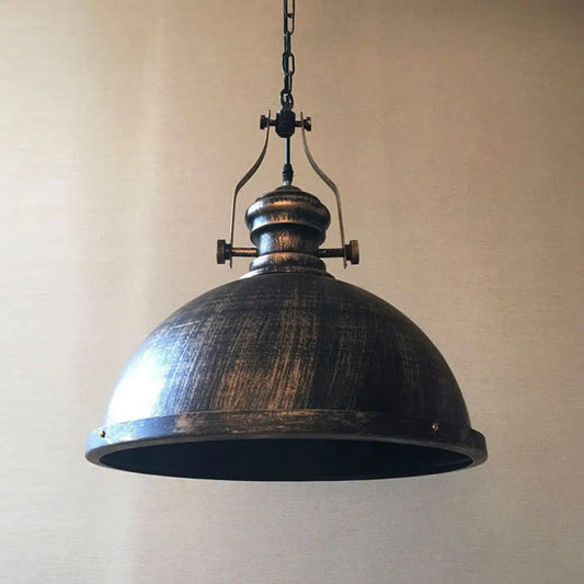 Iron Antique Bronze Farmhouse Style Pendant Light with Domed Design - Ideal for Restaurants