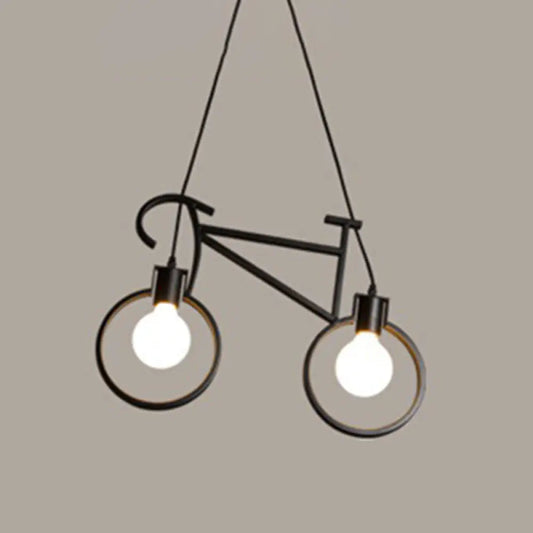 DecorBites™ Iron Bicycle Chandelier - Vintage 2 Light Pendant for Dining Table