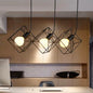 Iron Black Cube Cage Pendant Lamp - Industrial Style with 3 Bulbs, Multiple Hanging Lights